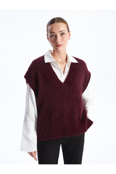 Burgundy Women Sweater Vests Styles Prices Trendyol
