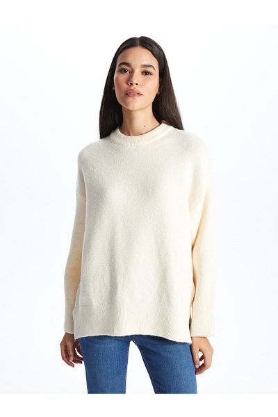 LC Waikiki Oversize dámský pletený svetr Crew Neck Plain Long Sleeve Oversize
