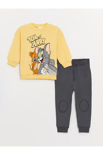 LC Waikiki Csúcsnyakú Tom&Jerry nyomott kisfiú pulóver és melegítőnadrág szett