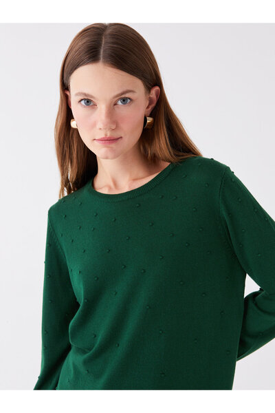 LC Waikiki Damen-Strickpullover mit Rundhalsausschnitt und langen Ärmeln – W33286z8