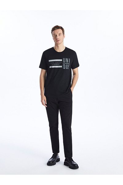LC Waikiki Printed Men's Combed Cotton T-Shirt - Crew Neck, Short Sleeve