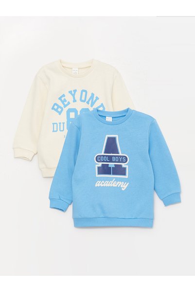 LC Waikiki Crew Neck Long Sleeve Printed Baby Boy Sweatshirt 2 Pack