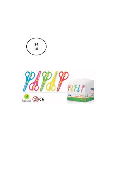 Gıpta 24-Piece 5-Color Children's Scissors - Blunt Tip Plastic Body