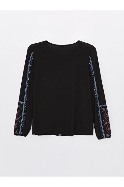 LC Waikiki Dámská halenka s detailním vyšívaným límcem s dlouhým rukávem