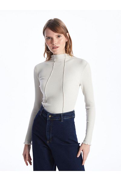 LC Waikiki High Collar Plain Long Sleeve Women's T-Shirt