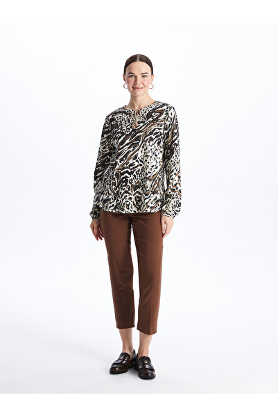 LC Waikiki Γυναικεία μπλούζα με μακρυμάνικο σχέδιο - δεμένο γιακά