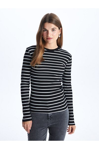 LC Waikiki Striped Crew Neck Long Sleeve Women's T-Shirt
