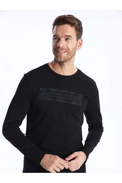 LC Waikiki Ανδρικό φούτερ - Crew Neck, Μακρυμάνικο, εμπριμέ