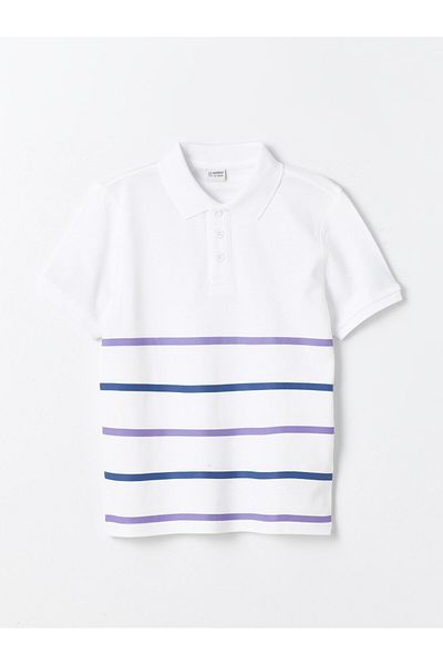 LC Waikiki Chlapecké tričko Polo s krátkým rukávem a pruhovaným rukávem