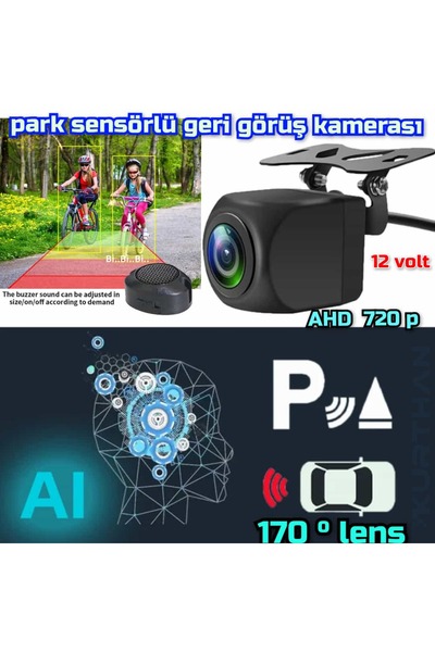 inox Park Sensörlü (BUZZER) Ahd 720p Park Kamerası 170'' Lens 1 Mp Sesli Ikaz 12 Volt Rca Uyumlu Soket