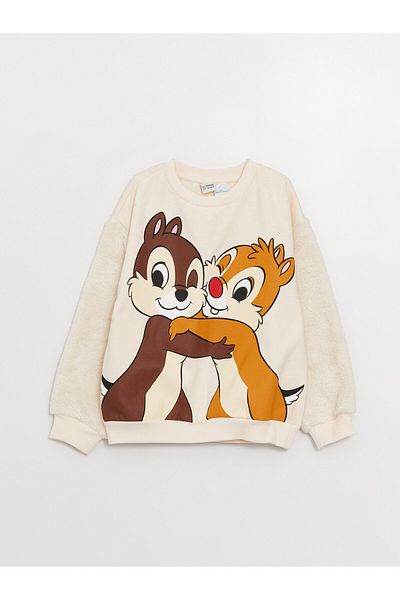LC Waikiki Dívčí mikina s dlouhým rukávem s potiskem Crew Neck Chip'n Dale