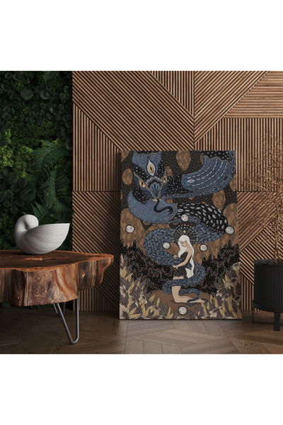 RUGSMODERN Berlin Kanvas Tablo Yılan Ve Ay Kız