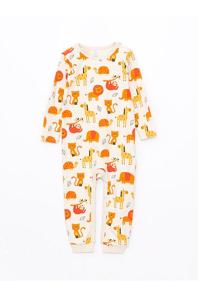 LC Waikiki Bedruckter Baby-Jungen-Jumpsuit im 2er-Pack mit Rundhalsausschnitt
