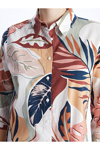 LC Waikiki Vzorovaná dámská košilová tunika s dlouhým rukávem