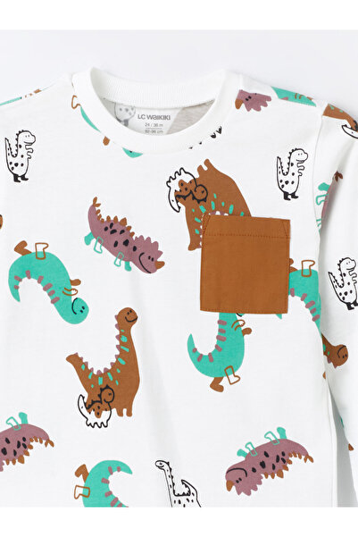 LC Waikiki Chlapeček – tričko s výstřihem a potištěným dlouhým rukávem