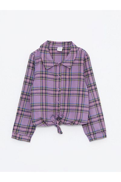 LC Waikiki Baby Collar Long Sleeve Plaid Patterned Baby Girl Shirt