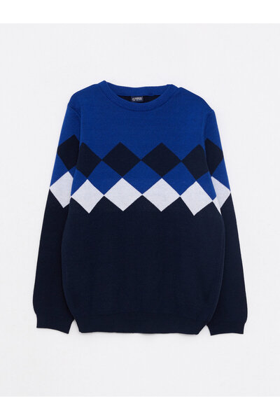 LC Waikiki Boys' Knitwear Sweater - Long Sleeve, Crew Neck, Patterned