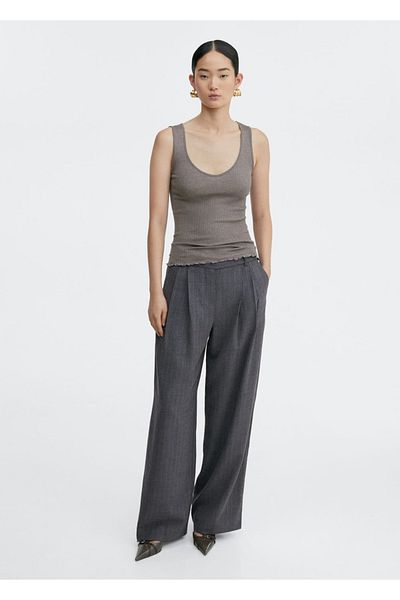 MANGO Woman Black Mulberry Silk Μπλούζα