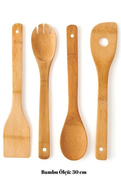Bambum Ravili - 4'lü Servis Maşa Spatula Kaşık Seti