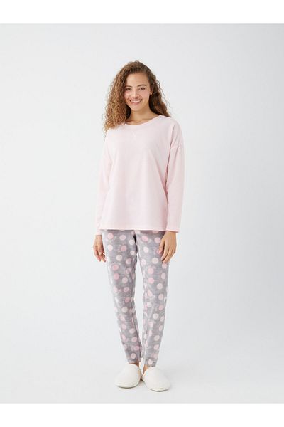 LC Waikiki Dámské pyžamo s dlouhým rukávem a vzorem Crew Neck