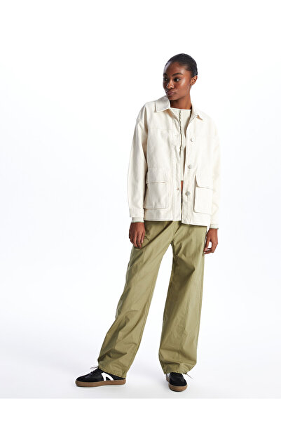 LC Waikiki Shirt Collar Plain Long Sleeve Oversize Women's Jacket