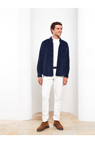 LC Waikiki Cămașă pentru bărbați din velur cu mânecă lungă, cu ajustare normală