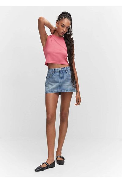 MANGO Woman Μπλούζα crop με γιακά halter