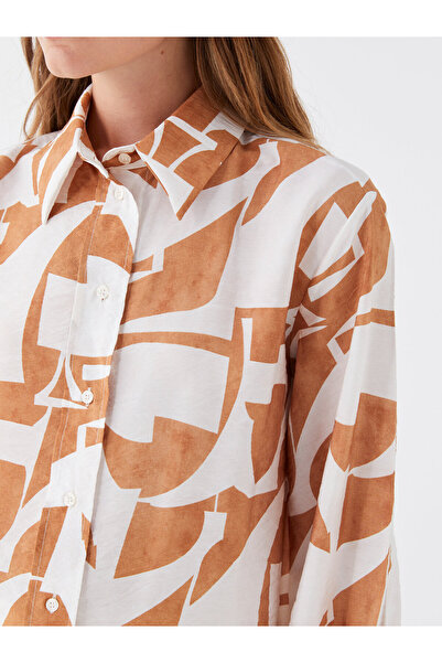 LC Waikiki Wzorzysta damska tunika koszulowa z długim rękawem