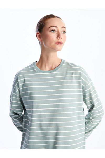 LC Waikiki Crew Neck Striped Long Sleeve Oversize Women's Tunic