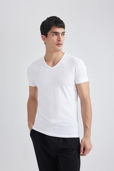 DeFacto Slim Fit V-Ausschnitt Kurzarm-Oberteil L4884az24sm