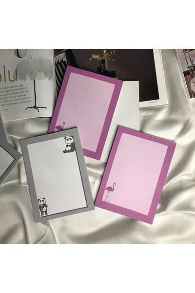 CASALINGHI Panda and Flamingo Memo Pad 2 Pieces Notepad Bear School Notebook 50 Sheets - 10.5X14.5 cm