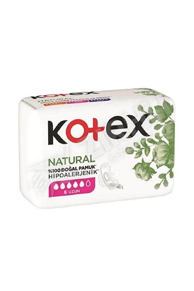 Kotex Natural Hypoallergenic Long Pad Pack of 6