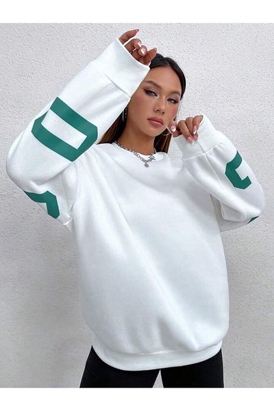 AMMA Unisex Chicago Printed Oversize Χειμερινό βαμβακερό φούτερ με κουκούλα