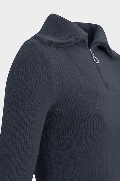 Açelya Okcu Premium Zipper Detailed Crop Women's Soft Knitwear Sweater