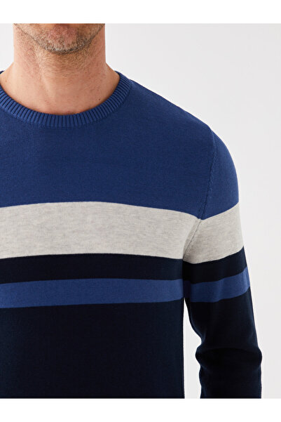 LC Waikiki Férfi kötöttáru pulóver - nyakú, hosszú ujjú, színes blokk