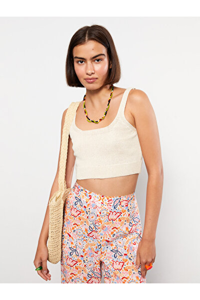 LC Waikiki Γυναικεία πλεκτά Crop με Flat Strap U-Neck