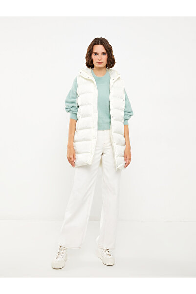 LC Waikiki Prošívaná vzorovaná dámská vesta s kapucí