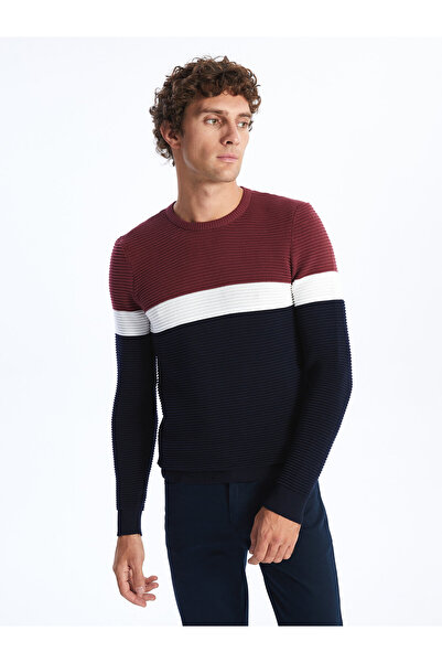 LC Waikiki Strickpullover für Herren – Rundhalsausschnitt, lange Ärmel, Farbblock