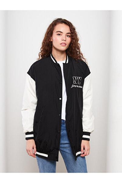 LC Waikiki معطف نسائي بأكمام طويلة وياقة جامعية مطبوعة