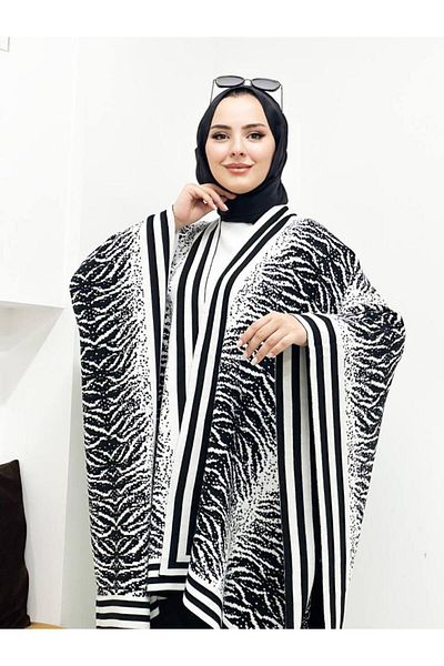 Kayaka triko women's double-sided embraceable zebra print shawl poncho