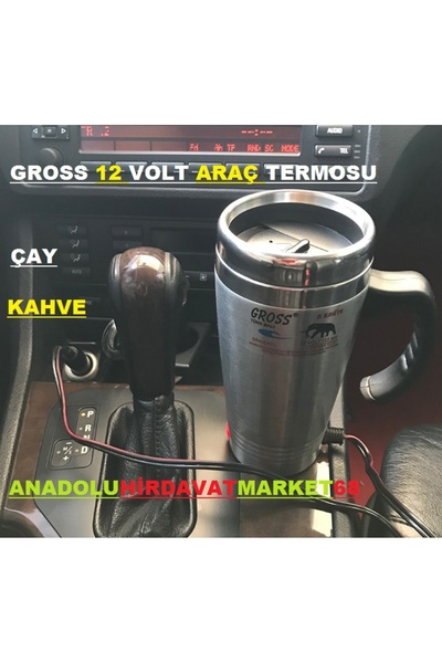 Gross 12 VOLT ARAÇ TERMOSU KETIL SU ISITICI TERMOS 500ML KROM