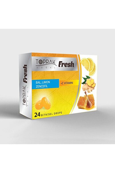 Toprak Doğal Bal, Limon, Zencefil , C Vitamini 24 Drops Pastil - Bitkisel Drops Boğaz Pastili