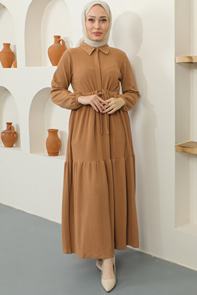 benguen 2322 فستان نفق مضلع باللون الجملي