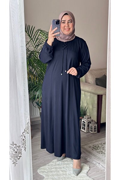 TDYtrendy Giyim Anne Çapraz İp Detaylı Büyük Beden Elbise