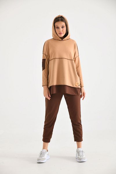 VOLT CLOTHİNG Women's Hooded Bottom Top Tracksuit Set