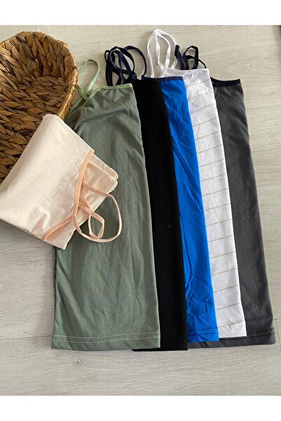 EBRULİ BUTİK06 İp Askılı Renkli Atlet 6 Adet