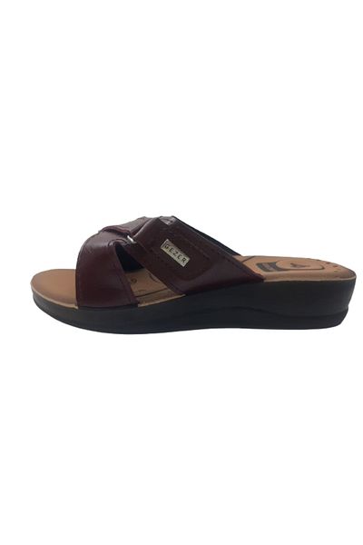 GEZER Women's Burgundy Orthopedic Cross-Strapped Walking Slippers
