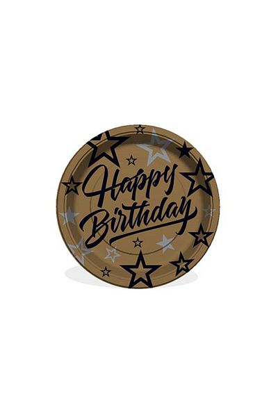 BalonEvi GOLDEN STARS HAPPY BIRTHDAY PRINTED PLATE