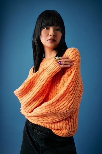 DeFacto Übergroßer Strickpullover mit Rundhalsausschnitt – breite Passform V1811az23wn