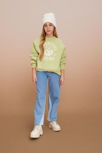 DeFacto Girl's Oversize Fit Thick Sweatshirt
